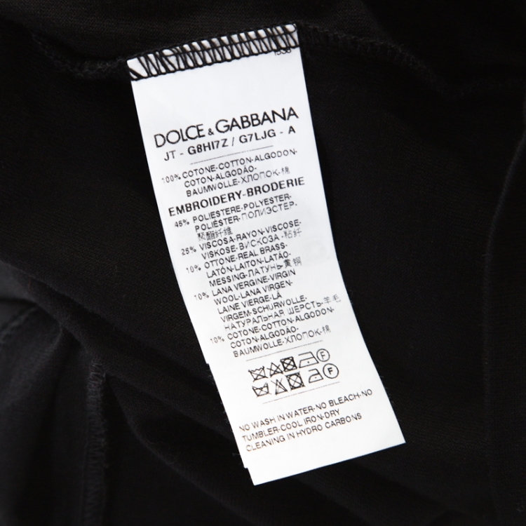 Pre Owned Dolce & Gabbana Black Cotton Jersey Royal Pet Portrait T-Shirt M