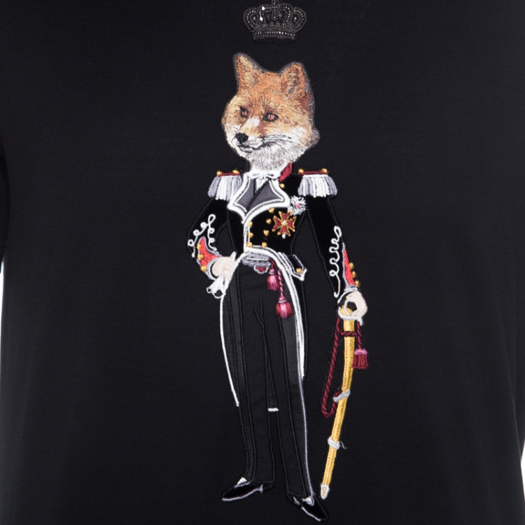 Pre Owned Dolce & Gabbana Black Cotton Jersey Royal Pet Portrait T-Shirt M
