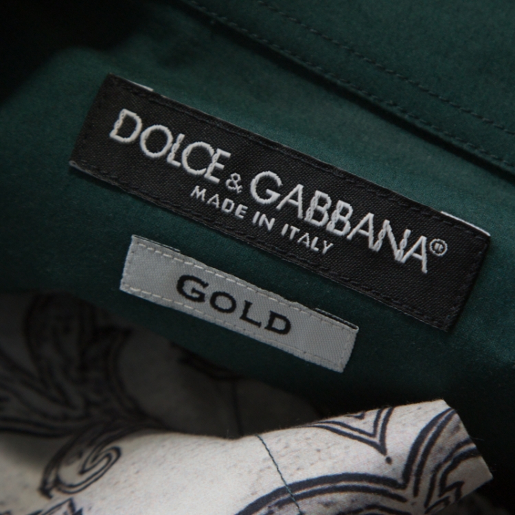 Pre Owned Dolce & Gabbana Green Sentry Print Cotton Long Sleeve Shirt S