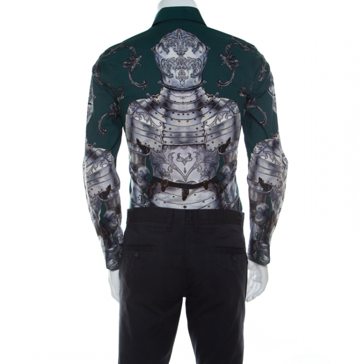 Pre Owned Dolce & Gabbana Green Sentry Print Cotton Long Sleeve Shirt S