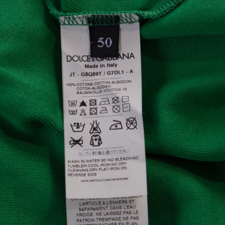 Pre Owned Dolce and Gabbana Green Playboy Print Vintage Finish T-Shirt L