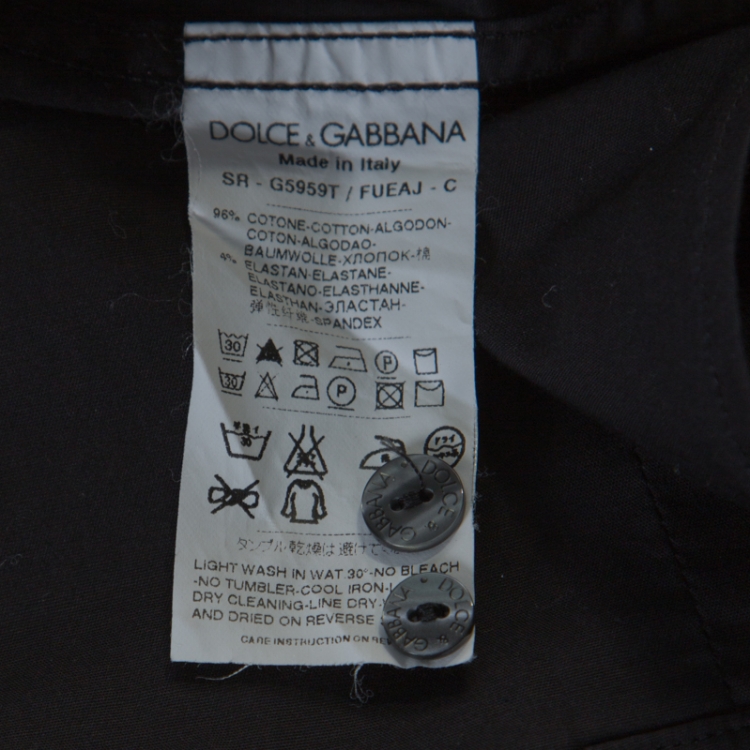 Pre Owned Dolce and Gabbana Black Stretch Cotton Classic Button Front Shirt L 