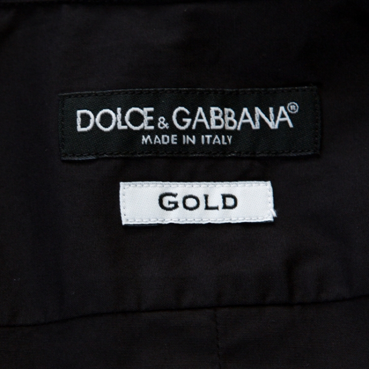 Pre Owned Dolce and Gabbana Black Stretch Cotton Classic Button Front Shirt L 