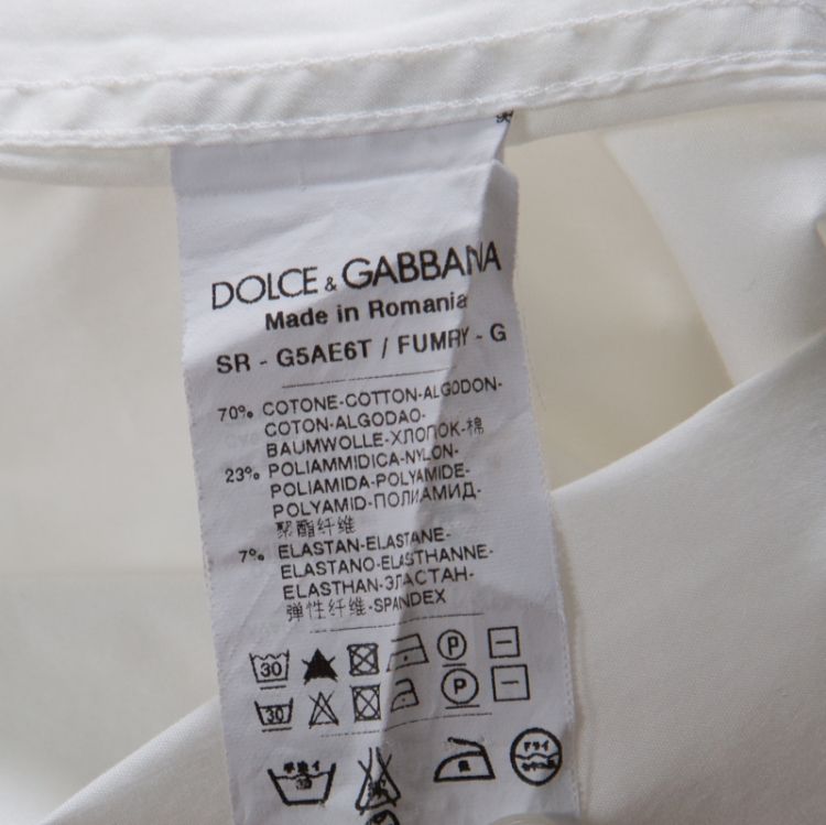 مملوكة مسبقًا Dolce and Gabbana Off White Cotton Stretch Slim Fit Button Front Shirt M