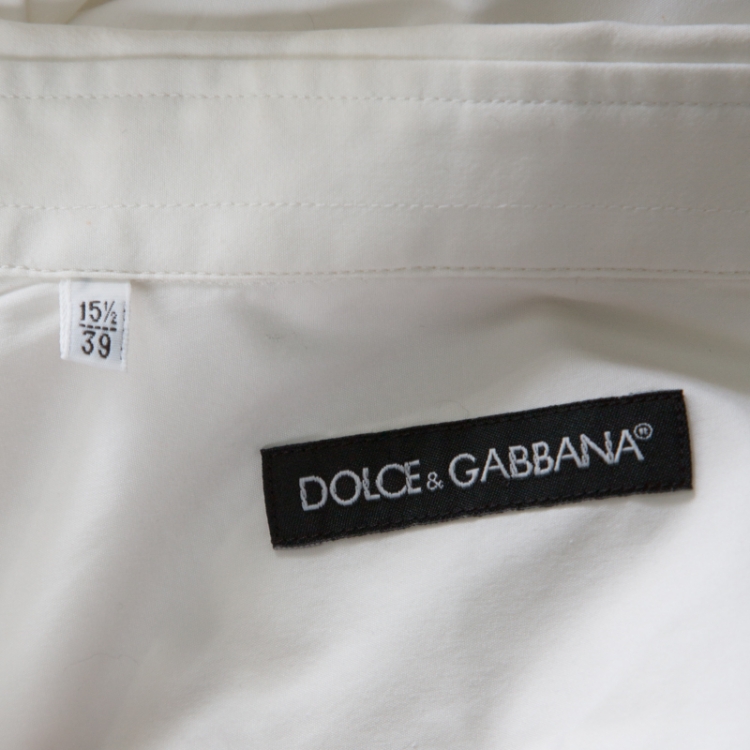 مملوكة مسبقًا Dolce and Gabbana Off White Cotton Stretch Slim Fit Button Front Shirt M
