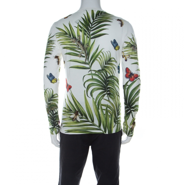 Pre Owned Dolce & Gabbana Tropical Print Cotton Long Sleeve T-Shirt S