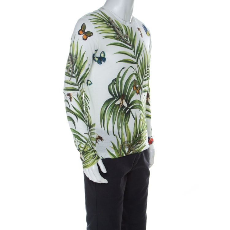 Pre Owned Dolce & Gabbana Tropical Print Cotton Long Sleeve T-Shirt S