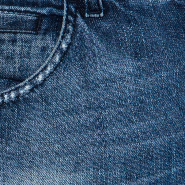 Pre Owned Dolce And Gabbana Blue Denim Medium Wash Distressed Pocket Detail Regular Fit Jeans S