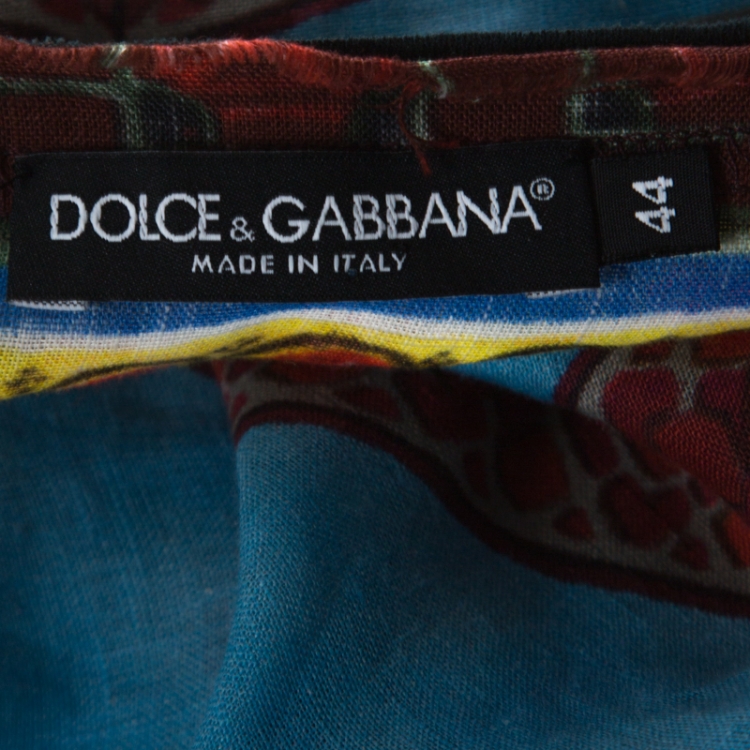 Pre Owned Dolce & Gabbana Multicolour Sicilian Chinoiserie Print Linen Oversized T-Shirt XS