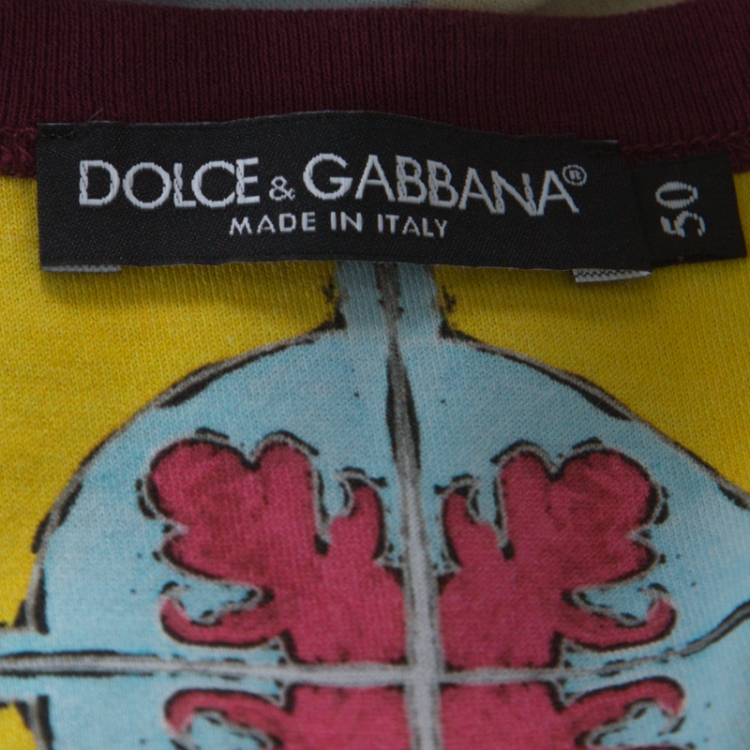 Pre Owned Dolce and Gabbana Multicolor Cotton Majolica Print T-Shirt L