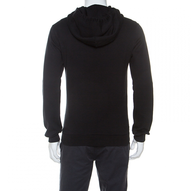 Pre Owned Dolce and Gabbana Black Logo Embroidered Cotton Hoodie XS
