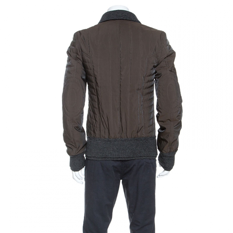 Pre Owned Dolce and Gabbana Brown Double Wool Rib Trim Jacket M