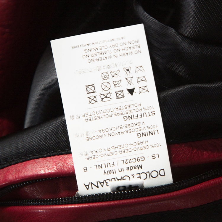 Pre Owned Dolce & Gabbana Red Leather Biker Jacket M