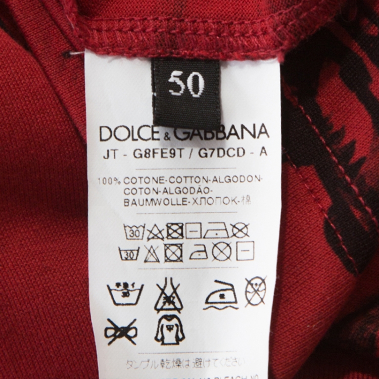 Pre Owned Dolce and Gabbana Graphic Printed Cotton Crew Neck T-Shirt L