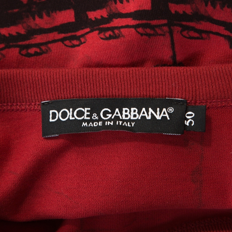 Pre Owned Dolce and Gabbana Graphic Printed Cotton Crew Neck T-Shirt L