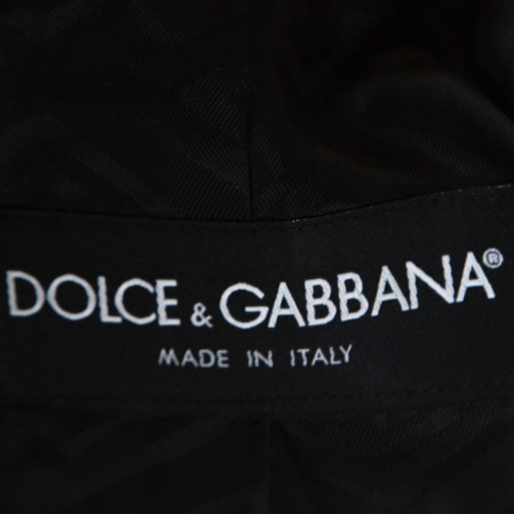 Pre Owned Dolce & Gabbana Black Wool Jacquard Lapel Detail Blazer M