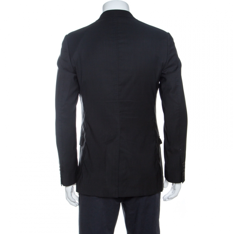 Pre Owned Dolce & Gabbana Black Wool Jacquard Lapel Detail Blazer M