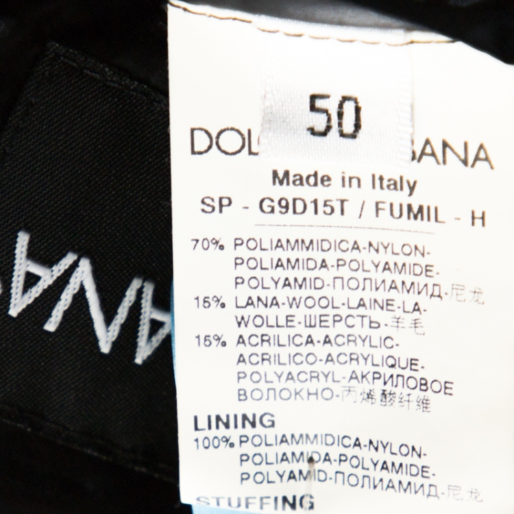 Pre Owned Dolce & Gabbana Black Quilted Rib Knit Trim Bomber Jacket L