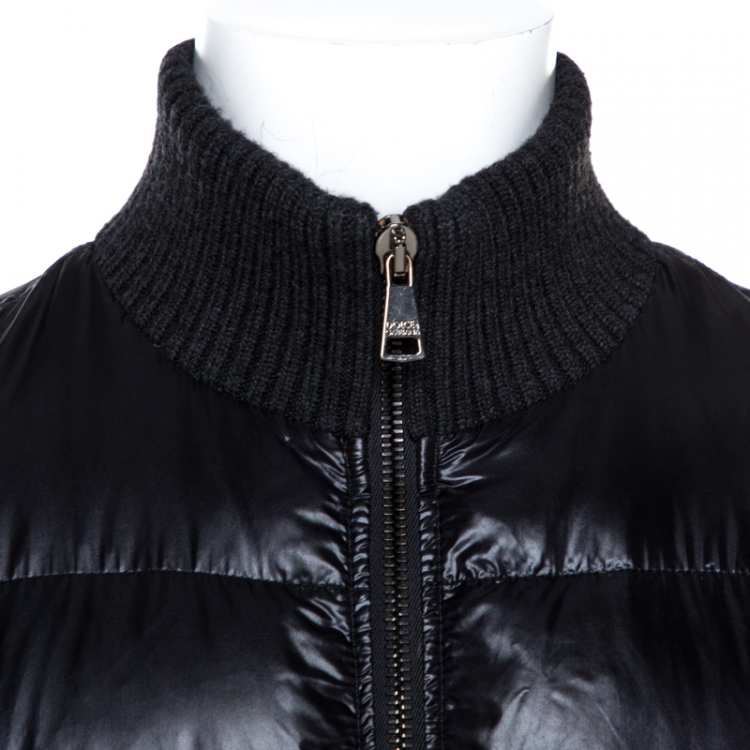 Pre Owned Dolce & Gabbana Black Quilted Rib Knit Trim Bomber Jacket L