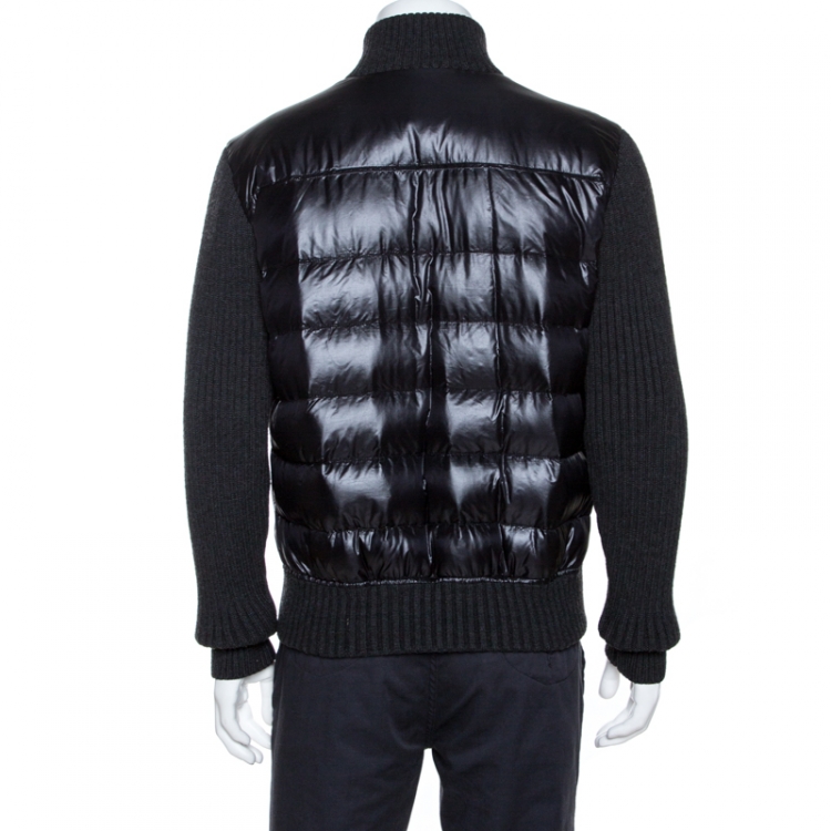 Pre Owned Dolce & Gabbana Black Quilted Rib Knit Trim Bomber Jacket L