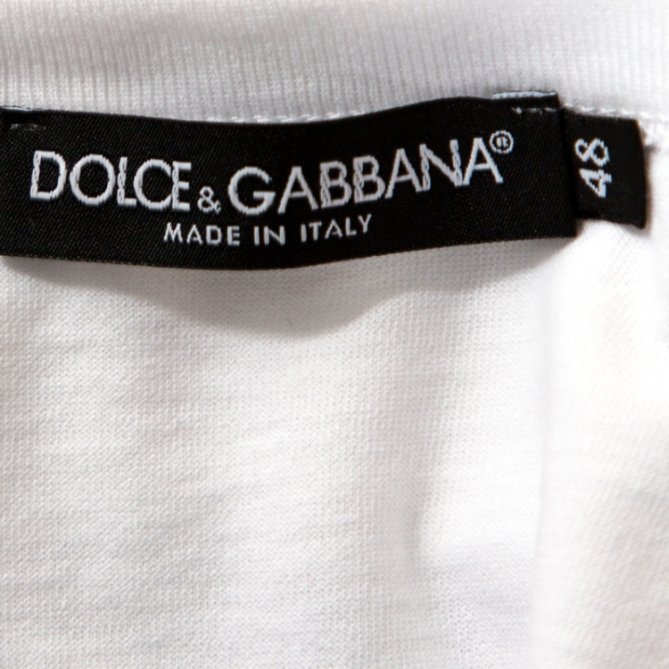 Pre Owned Dolce & Gabbana White Cotton Good Times Applique Detail T-Shirt M
