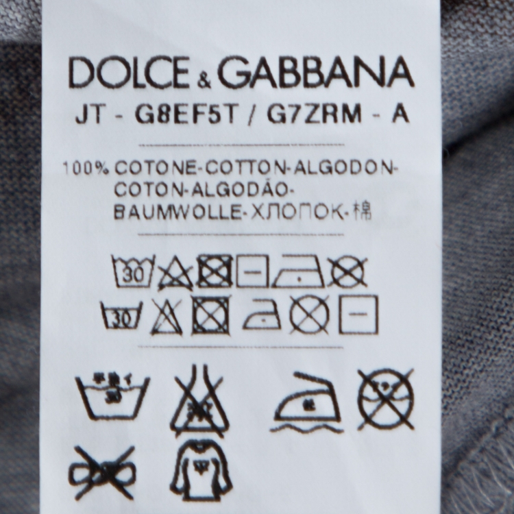 Pre Owned Dolce & Gabbana Grey Knight Print Cotton Crew Neck T-Shirt S
