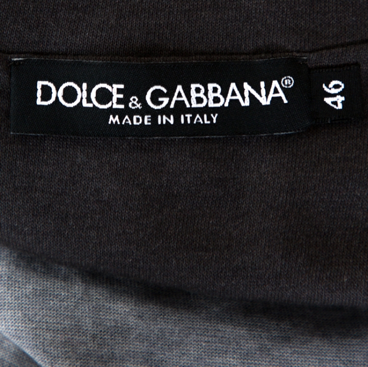 Pre Owned Dolce & Gabbana Grey Knight Print Cotton Crew Neck T-Shirt S