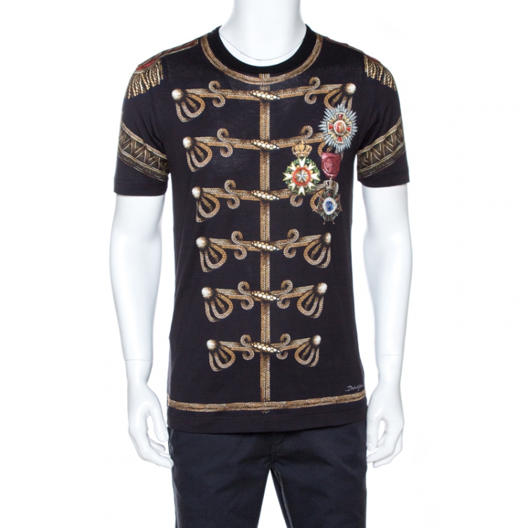 Dolce & Gabbana Black Military Print Cotton T-Shirt M Dolce 