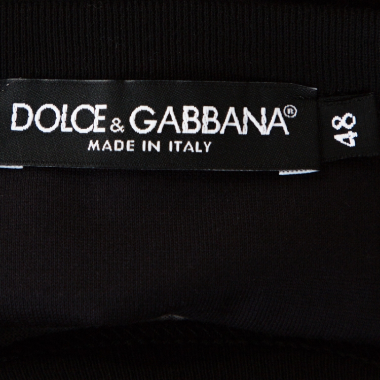Pre Owned Dolce & Gabbana Black Military Print Cotton T-Shirt M
