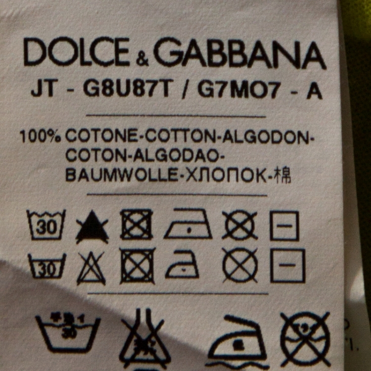 Pre Owned Dolce & Gabbana Lime Green Sicily Print Cotton T-Shirt M