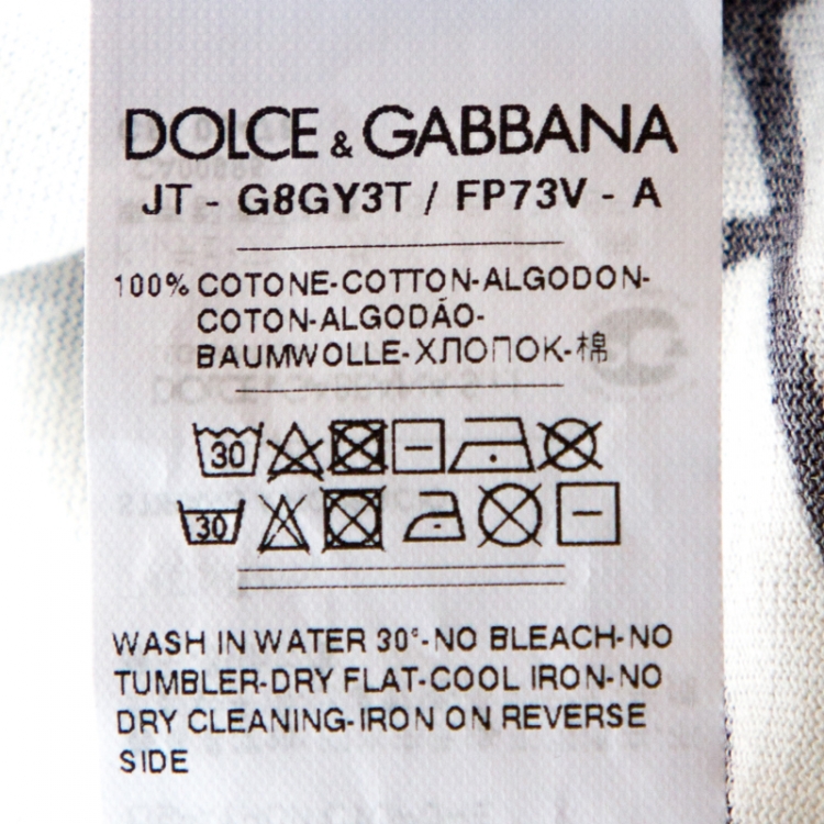 Pre Owned Dolce & Gabbana White Musical Scribbles Print Cotton T-Shirt L