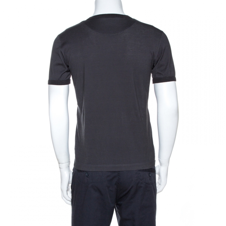 مملوكة مسبقًا Dolce & Gabbana Dark Grey Wise Monkey Print Cotton T-Shirt M