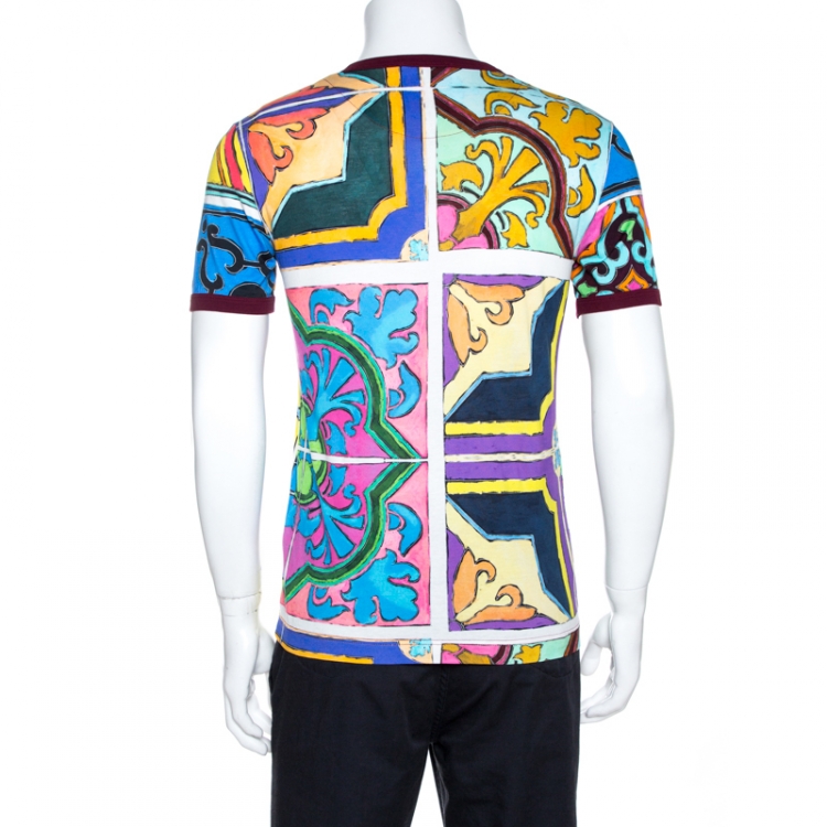 مملوكة مسبقًا Dolce & Gabbana Multicolor Print Cotton Crew Neck T-Shirt M