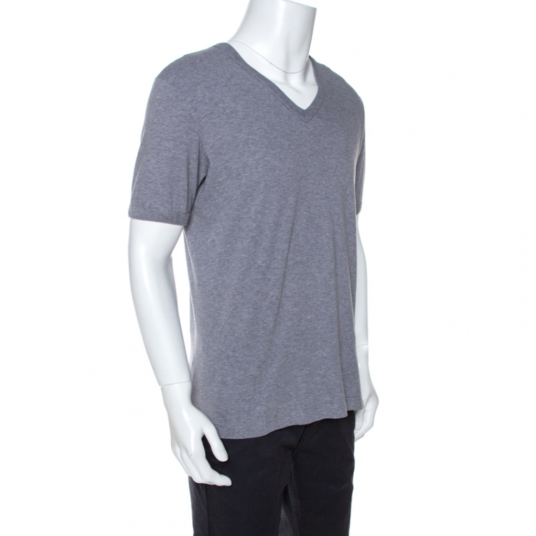 Pre Owned Dolce & Gabbana Grey Cotton V Neck T-Shirt XL