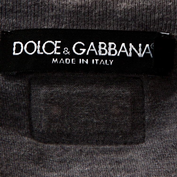 Pre Owned Dolce & Gabbana Grey Cotton V Neck T-Shirt XL