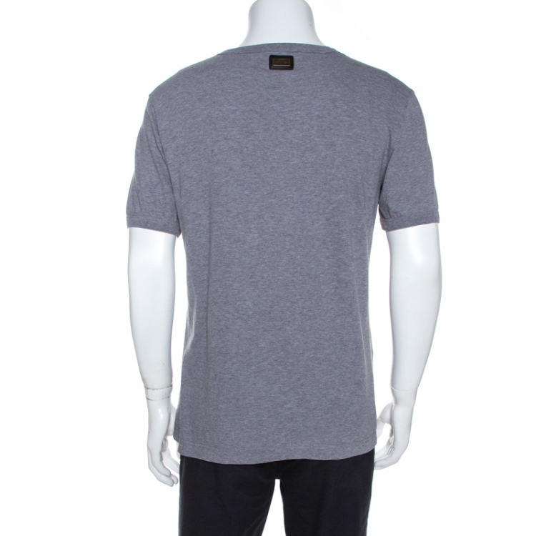 Pre Owned Dolce & Gabbana Grey Cotton V Neck T-Shirt XL