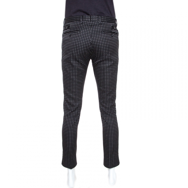 Pre Owned Dolce & Gabbana Black Cotton Blend Jacquard Tailored Pants M