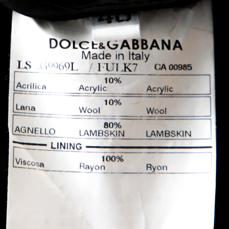 Pre Owned Dolce & Gabbana Black Lamb Leather Zip Front Jacket M