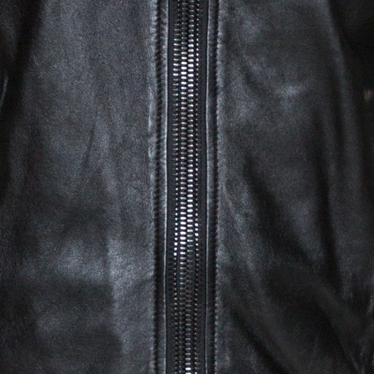 Pre Owned Dolce & Gabbana Black Lamb Leather Zip Front Jacket M