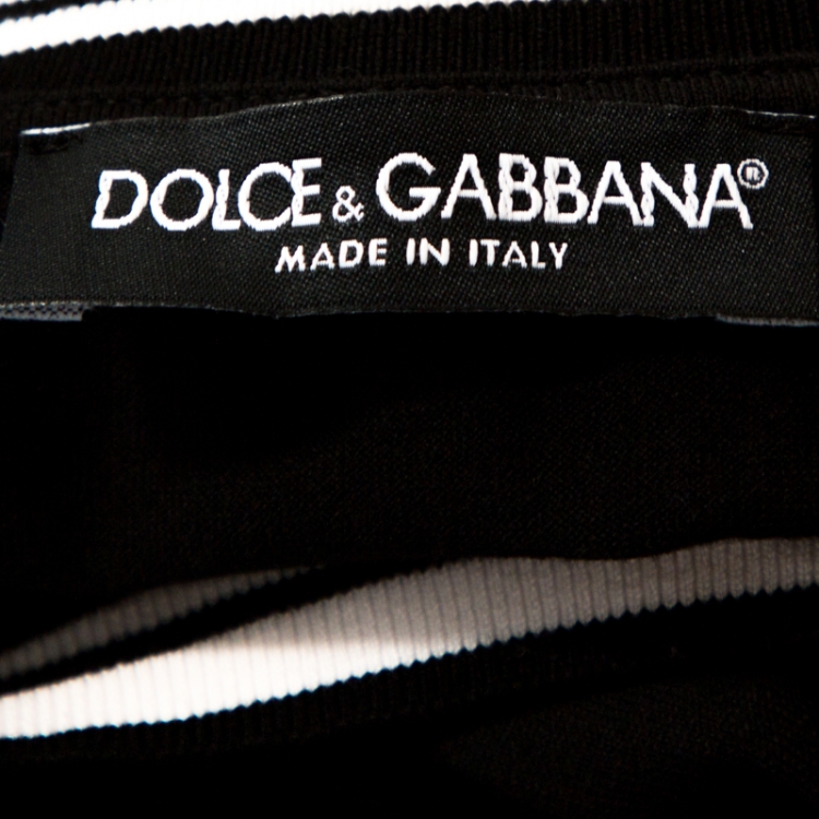 Pre Owned Dolce & Gabbana Black Logo Print Cotton Crew Neck T-Shirt S