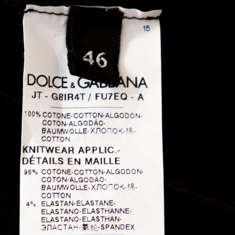 Pre Owned Dolce & Gabbana Black Logo Print Cotton Crew Neck T-Shirt S