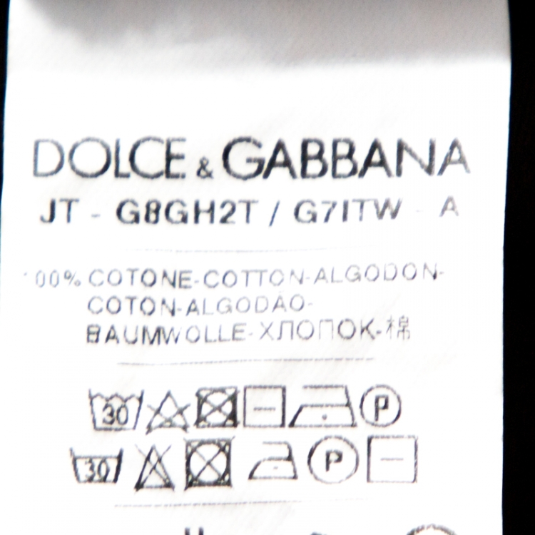 Pre Owned Dolce & Gabbana Grey Sacred Heart Flock Print Cotton T-Shirt L