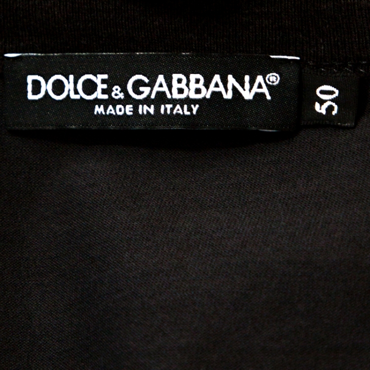 Pre Owned Dolce & Gabbana Grey Sacred Heart Flock Print Cotton T-Shirt L