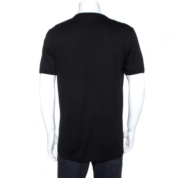 Pre Owned Dolce & Gabbana Black Sacred Heart Flock Print Cotton T-Shirt L