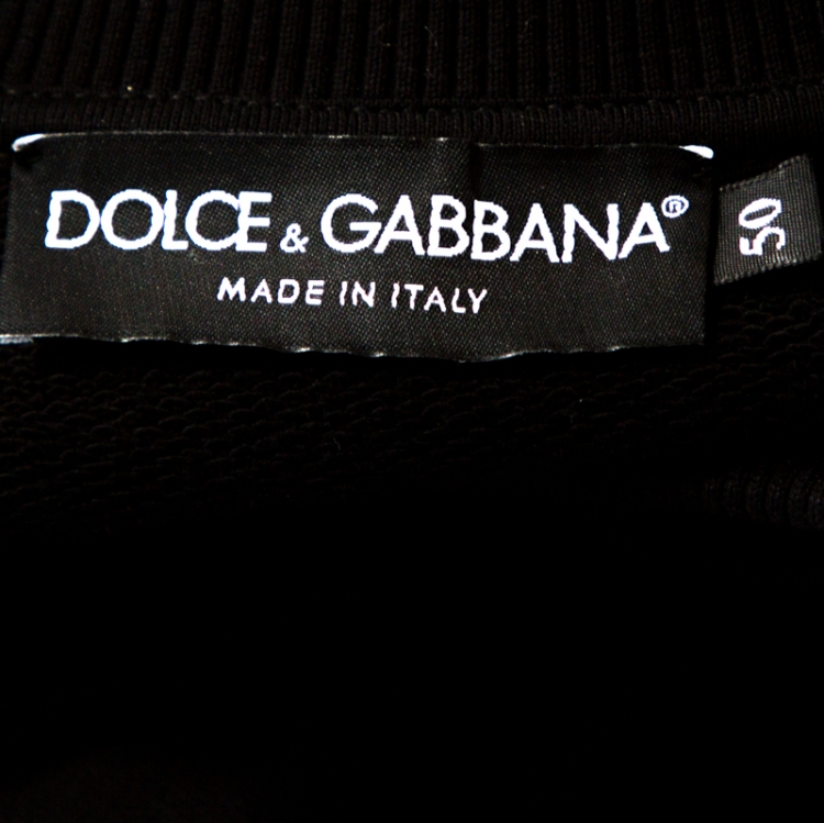 Pre Owned Dolce & Gabbana Black Cotton Logo Plaque Detail Sweatshirt L