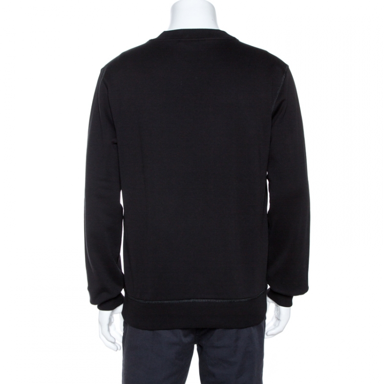 Pre Owned Dolce & Gabbana Black Cotton Logo Plaque Detail Sweatshirt L