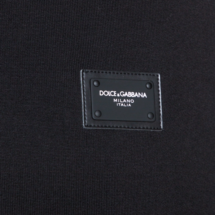 Pre Owned Dolce & Gabbana Black Cotton Logo Plaque Detail Sweatshirt L