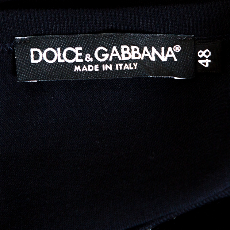 Pre Owned Dolce & Gabbana Black Cotton King Skeleton Appliqued T-shirt M