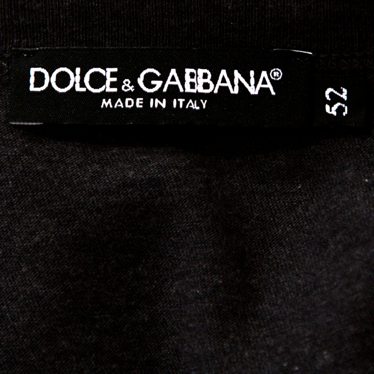Pre Owned Dolce & Gabbana Grey Cotton Crown & Bee Embroidered T-Shirt XL