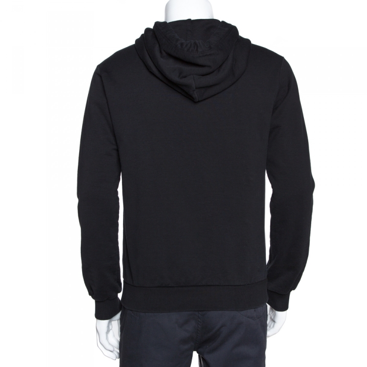 Pre Owned Dolce & Gabbana Black Logo Embroidered Cotton Hoodie L